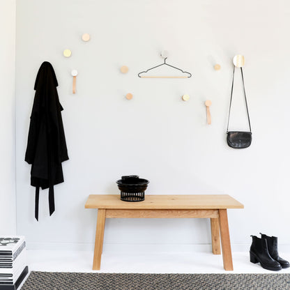 Round Beech Wood & Aluminium Wall Mounted Coat Hook / Knob