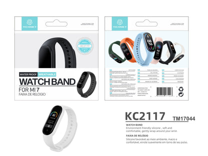 Techancy Pulseira De Silicone Branca KC2107, Compatível Com A Mi7 Smart Band, Material De Silicone, Macio E Confortável.