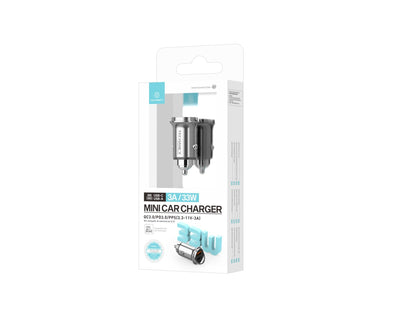 Techancy Mini Carregador TC6425, 33W, USB-A+USB-C, Liga de AlumInio, CompatIvel com Carros, Design Seguro e Confiavel
