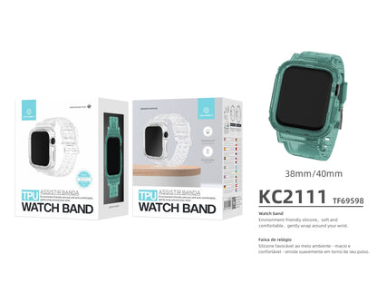 Pulseira de silicone para relógio Techancy, KC2111, compatível com Apple Watch 38-40 mm, verde