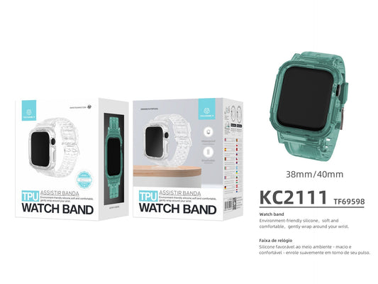 Pulseira de silicone para relógio Techancy, KC2111, compatível com Apple Watch 38-40 mm, verde