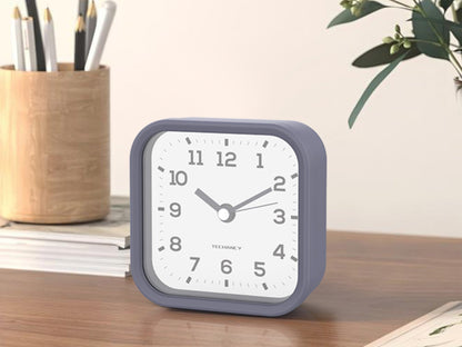 Techancy Mini despertador de mesa ME2623 silencioso números grandes espelho HD corpo ABS portátil para quarto e escritório cor cinzenta
