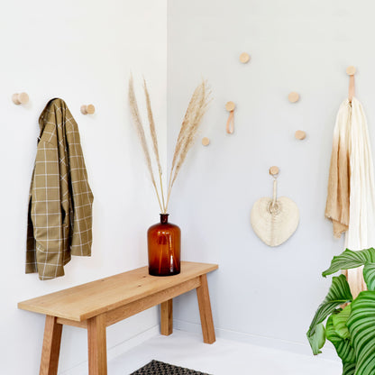 Round Beech Wood Wall Mounted Coat Hook / Knob